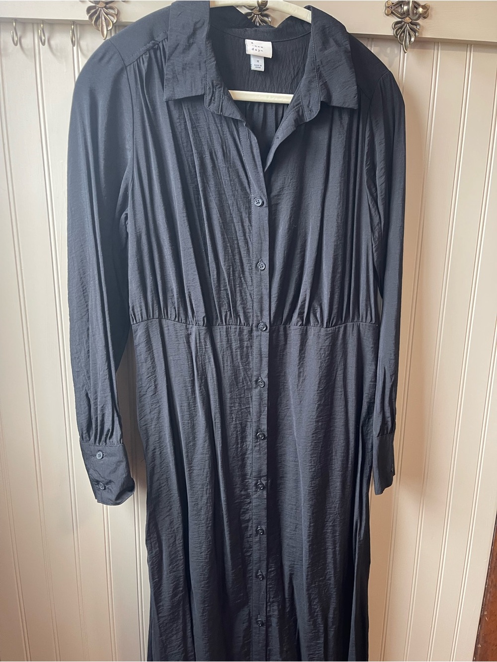 a new day Black Long-Sleeve Button Front Dress
